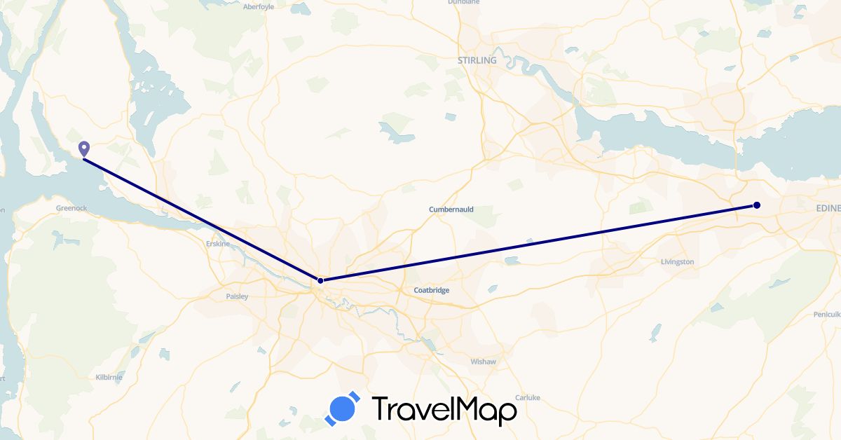 TravelMap itinerary: driving, plane in United Kingdom (Europe)